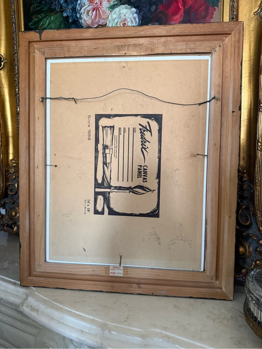 Cat Painting Wall Art - Brown Frame